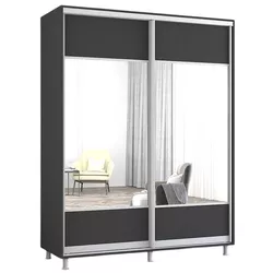 cumpără Dulap Mobildor-Lux Aron-S uși glisante din PAL cu oglindă orizontal (180x60x210H cm) Anthracite în Chișinău 