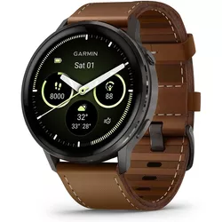 купить Фитнес-трекер Garmin Venu 4 - 45 mm, Slate / Brown Leather Band в Кишинёве 