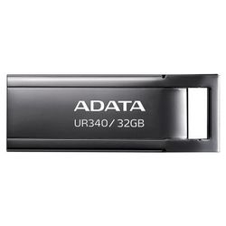 32GB USB3.1 Flash Drive ADATA "UR340", Black, Metal Case, Slim Capless, Keychain (R:Up to 100 MB/s)