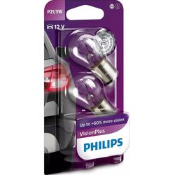 cumpără Lampă auto Philips P21/5W 12V 21/5W BAY15D VISIONPLUS Blister (set - 2шт.) (12499VPB2) în Chișinău 