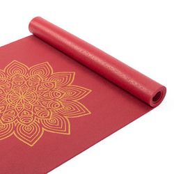 Коврик для йоги Bodhi Yoga Rishikesh Premium 60 with golden Mandala BURGUNDY