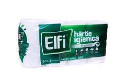 Hartie igienica ELFI PREMIUM 8role 3str.140 foi 12x9.7cm