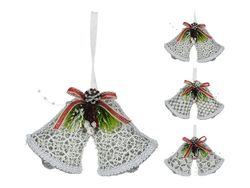 Украшение елочное "Колокольчики в кружеве" 14cm, серебряный