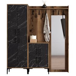 cumpără Mobilă pentru antreu Trendy Berlin ABC, Nuc, Marmura Neagra, 180x200x35cm (GTR001371) în Chișinău 