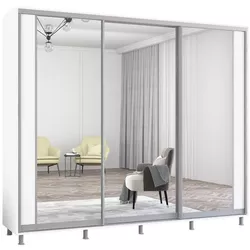 cumpără Dulap Mobildor-Lux Aron uși glisante din PAL cu oglindă vertical (260x60x240H cm) Alb Brilliant în Chișinău 