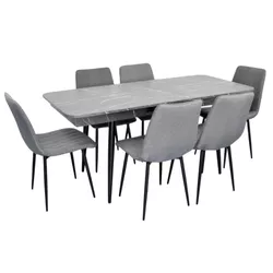 cumpără Set masă și scaune Evelin di Costacurta стол DT-432-3R B + 6 стульев XR-154B Grey5 în Chișinău 