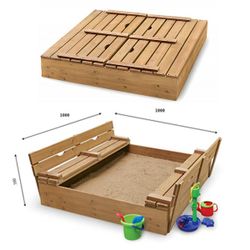 Песочница детская с крышкой 100х100х30 см, 35 кг (2235)