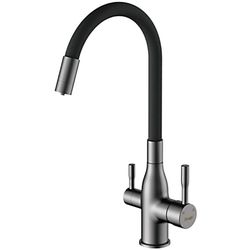 cumpără Bateria bucătărie Frap F 4396-15 (chiuveta flexibil) Alama, GRAFIT în Chișinău 