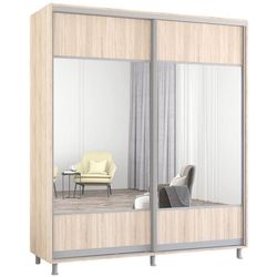 cumpără Dulap Mobildor-Lux Aron cu uși glisante cu oglindă orizontal (190x60x240H cm) Sonoma în Chișinău