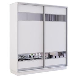 купить Шкаф Mobildor-Lux Fox uși glisante din PAL cu elemente din oglindă (170x60x200H cm) Alb в Кишинёве 