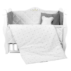 купить Детское постельное белье PernaMea Set lenjerie 8 piese Coronita Gri (PM.102145/2) в Кишинёве 