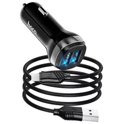 купить Зарядное устройство для автомобиля Hoco Z40, Black (2xUSB with USB Micro Cable) в Кишинёве 