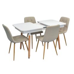 cumpără Set masă și scaune Evelin di Costacurta стол DT-431-1R Wo + 4 стула YTC-080Wo Light beige în Chișinău 