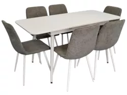 cumpără Set masă și scaune Evelin di Costacurta стол DT-531R Wh + 6 стульев YTC-078Wh UF885-14 (Grey) în Chișinău 
