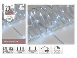 Огни новогодние "Нить мягкая" 20microLED бел 1m, 2XAA, тайм