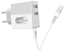 Încărcător Hoco C75 Imperious dual port charger (Micro) White