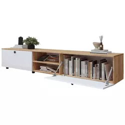 купить Тумба напольная для TV Mobildor-Lux ZEN (240x35x38H cm) Sonoma/Alb в Кишинёве 
