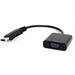 Adapter DP M to VGA F, Cablexpert "AB-DPM-VGAF-02", Black, Blister, Display port male to VGA female