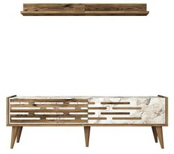 купить Тумба напольная для TV Trendy Valensiya 140, Nuc, Alb, Marmura в Кишинёве 