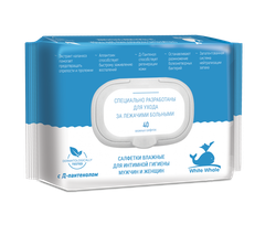 Влажные салфетки для интимной гигиены White Whale с пантенолом 40 шт