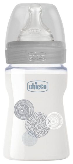 Chicco Бутылочка стеклянная с с силиконовой соской, 150 мл