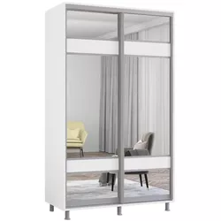 cumpără Dulap Mobildor-Lux Aron cu uși glisante cu oglindă zebra (140x60x210H cm) Alb Brilliant în Chișinău 