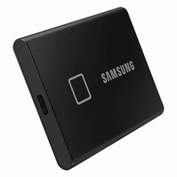 1.0TB (USB3.2/Type-C) Samsung Portable SSD T7 Touch, FP ID, Black (85x57x8mm, 58g, R/W:1050MB/s)
