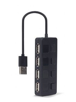 USB 2.0 Hub 4-port with switches, Gembird "UHB-U2P4-05", Black