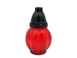 Candela sticla cu capac 18cm 16ore, rosie