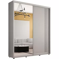 купить Шкаф Mobildor-Lux Compact uși glisante Oglindă + PAL cu ornament grecesc (190x45x220H cm) Grey в Кишинёве 