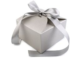 Gift box with ribbon / silver