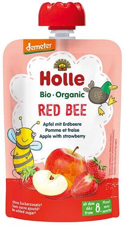 Piure Holle Bio Red Bee mere si capsune (6+ luni) 100 g