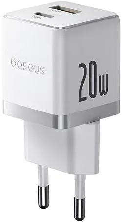 cumpără Încărcător cu fir Baseus P10111608213-00 GaN 1*Type-C+1*USB-A 20W, Palm Series, Moon White în Chișinău 