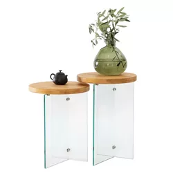 cumpără Măsuţă cafea Trendy Serenity 2, Stejar, Transparent, set în Chișinău 