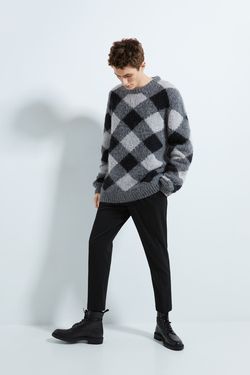 Трикотаж ZARA Черно-серый в клетку zara 6771/321/802