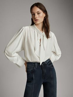 Блуза Massimo Dutti Слоновая кость 6806/509/251