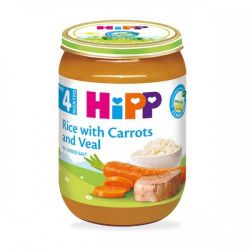 Hipp пюре рис, морковь и телятина, 4+мес. 190г