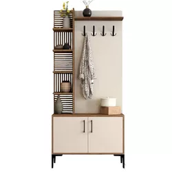 cumpără Mobilă pentru antreu Trendy Viyana D, Nuc, Smantana, 90x200x35cm (GTR001345) în Chișinău 