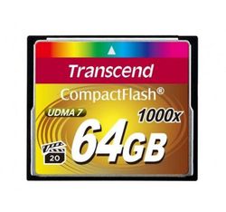.64GB CompactFlash Card, Hi-Speed 1000X, Transcend "TS64GCF1000" (R/W: 160/120MB/s)