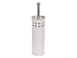 Perie WC cu suport "cilindru" Tendance inox/alba metal