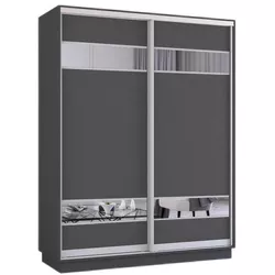 купить Шкаф Mobildor-Lux Раздвижные двери Fox из ДСП с зеркальными элементами (230x60x200 см, высота) Антрацит в Кишинёве 