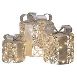 cumpără Figurină cu lumină Promstore 56519 Set figurine Gift-cilindru, LED+timer, 3buc, argintiu în Chișinău 