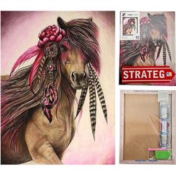 купить Картина по номерам Strateg 57282 Pictura cu diamante 30x40cm, Cal fermecat в Кишинёве 