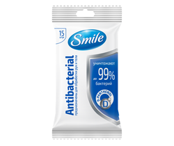 Влажные салфетки Smile антибактериальные с D-пантенолом, 15 шт.