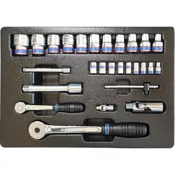 купить Набор ручных инструментов King Tony 7527MR набор 1/4" и 1/2" торцевых головок 6 гран., принадлежностей 27 пр. в Кишинёве 