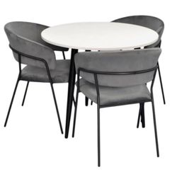 купить Комплект стол и стулья Evelin di Costacurta стол DT 404-3B + 3 стула YTC-097B Dark grey в Кишинёве 