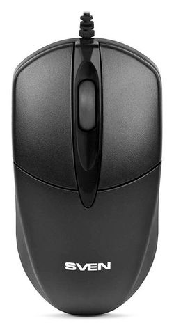 Mouse SVEN RX-112, Optical, 1000 dpi, 3 buttons, Ambidextrous, Black, USB