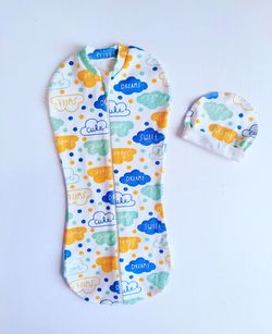 Pelinca cocon cu fermoar + Caciulița Sweet dreams de la 0 pina la 3 luni