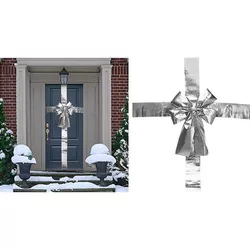 купить Новогодний декор Promstore 56461 Fundita decorativa pentru usă 33x10x42сm, stofa brocart argintie в Кишинёве 