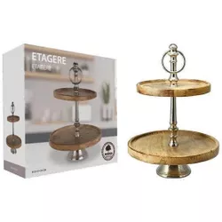 cumpără Veselă Promstore 52463 Suport de servire 2 nivele D25cm H36cm, lemn/metal în Chișinău 